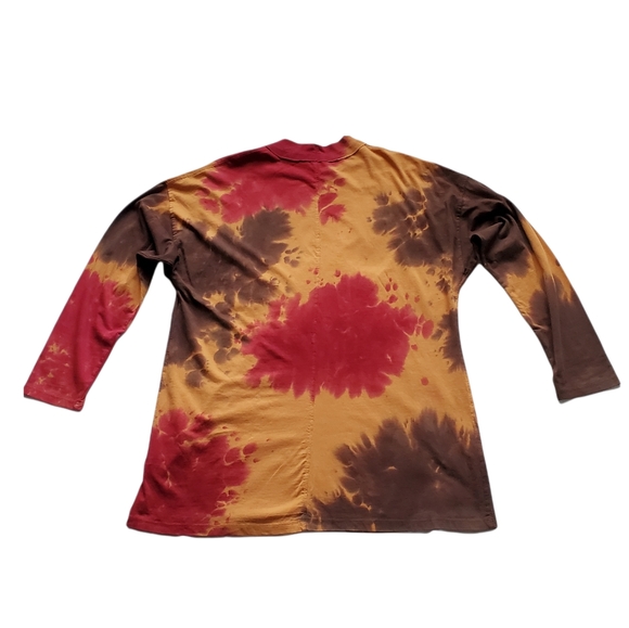 Free People Tie Dye Cotton Tunic Long Sleeve T-Shirt, S Brown Red Go… - Picture 6 of 11